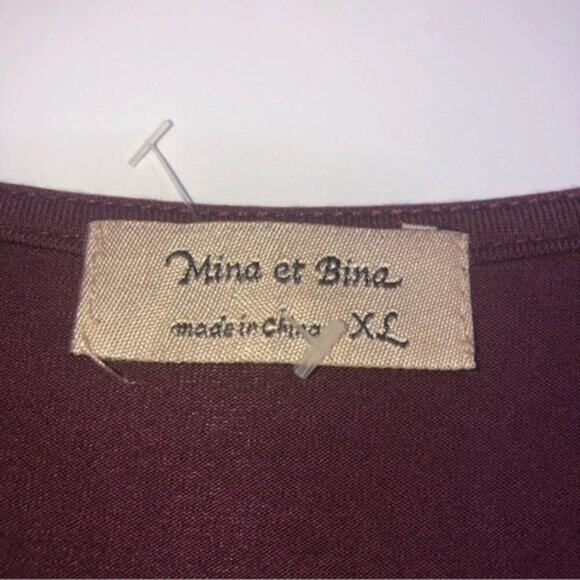 Mina et Bina Cardigan Open Front Lightweight Plum XL Velvet Pockets - Picture 2 of 9